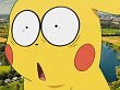 Ein erstauntes Pikachu macht große Augen.