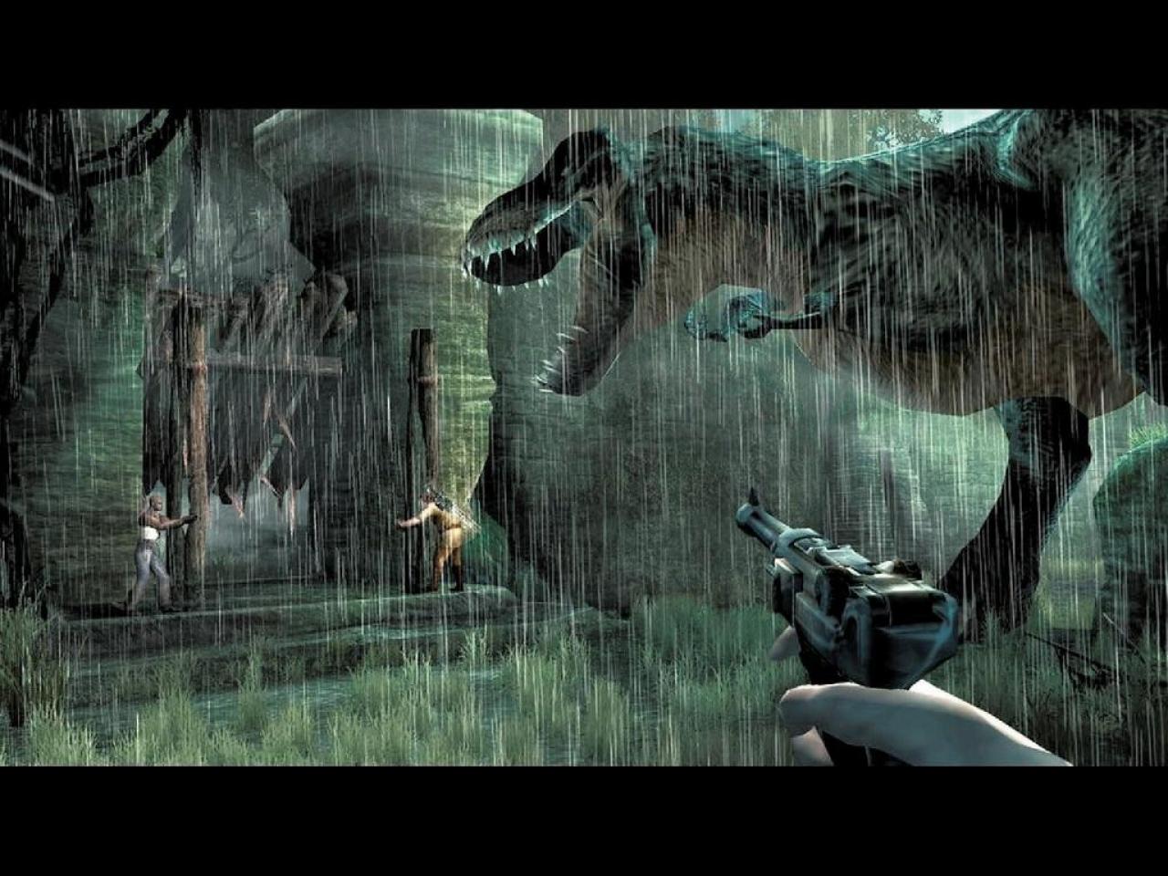 [28/07/2006] Das Spiel zu Peter Jacksons King Kong-Film ist eines der wenigen guten Lizenz-Spiele. In dem Spiel trifft man auch auf einige Dinosaurier - denn die Insel, auf der die Film-Crew landet, ist nicht nur von dem Riesen-Affen bewohnt. Die Kämpfe, die sich King Kong mit den Riesen-Echsen liefert, sind spektakulär anzusehen.