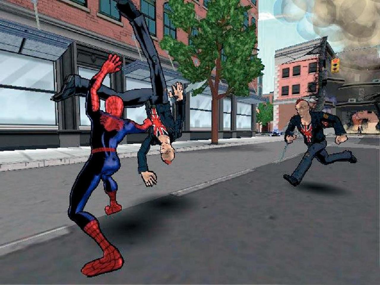 [28/07/2006] Prügelei: Zwischen den Story-Missionen reinigt Spider-Man die Straßen von bedrohlichen Straßengangs. 