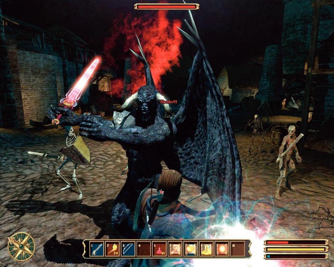 [26/10/2006] Der Dämon von Gotha, einer der ersten Bossgegner im Spiel. Mit etwas »Taktik« kippt er in Nullkommanix aus den Latschen: Dauerklicken. 