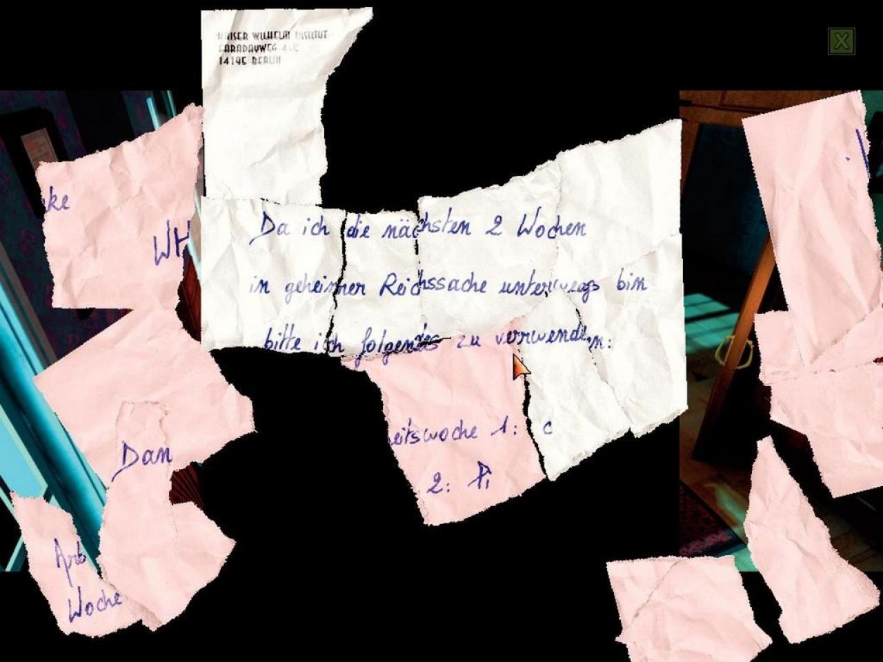 [26/10/2006] Nettes Puzzle: Wir drehen und wenden die rötlichen Papierfetzen so lange, bis sie sich weiß färben. Dann liegen sie am richtigen Platz. 