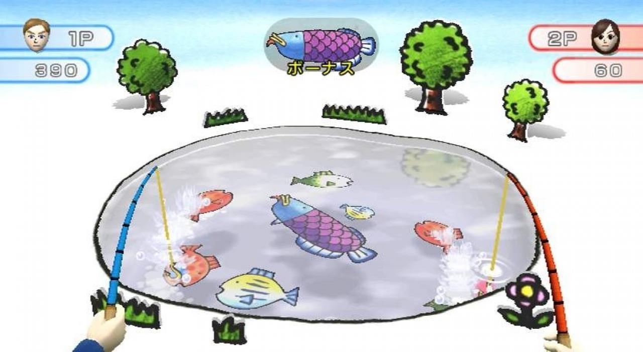 [20/10/2006] Das Angelspiel in Wii Play für Nintendo Wii hatte ein ganz besonderes Zeitfenster, in dem der legendäre Tümpelkönig erschien! Brachte man ihn zum Anbeißen, schaufelte er satte 600 Punkte auf das eigene Konto! Der helle Wahnsinn!