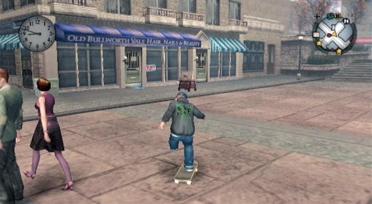 [22/11/2006] Praktisch: Ihr Skateboard haben Sie immer dabei. Genau das richtige Fortbewegungsmittel für spontane Ausflüge in die Stadt. (PS2) 