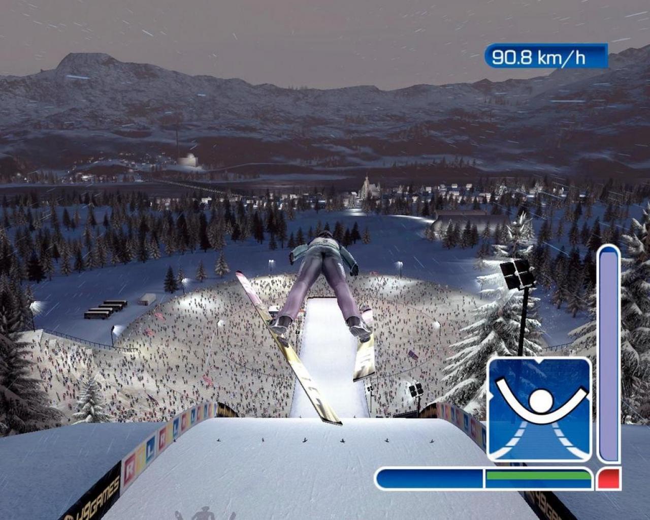 [22/11/2006] Nachtspringen bei Schneefall sind zwar etwas fürs Auge, aber bei starken Seitenwind selbst für Steuerkünstler der viel zitierte Balanceakt. 
