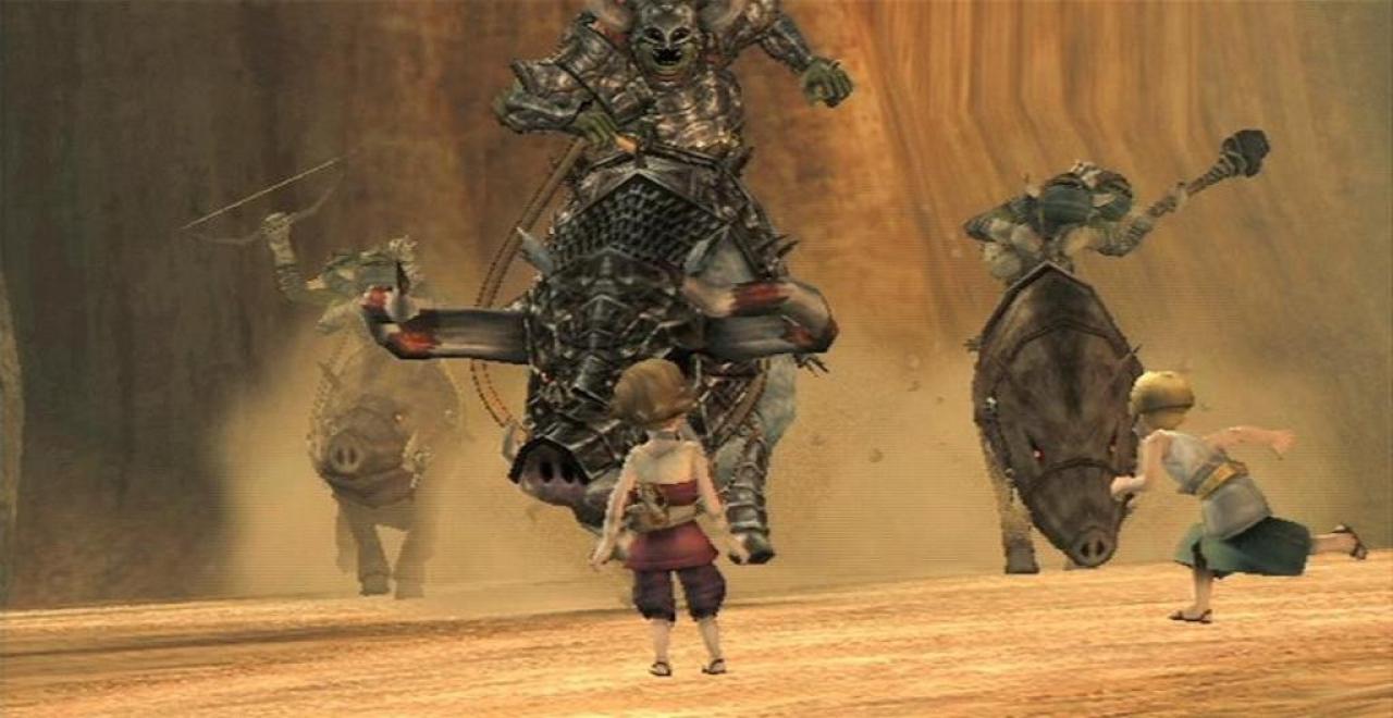 [22/11/2006] Das wird eng: Die grimmigen Moblins stürmen auf ihren Reitschweinen heran und bremsen nicht einmal für Kinder. (Wii)
