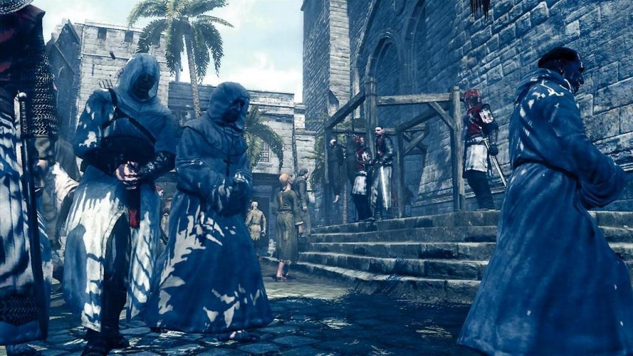 [20/11/2006] Vermummt: Das hinterlistige Anschleichen an Opfer gehört zu den wichtigsten Features von Assassin's Creed. 