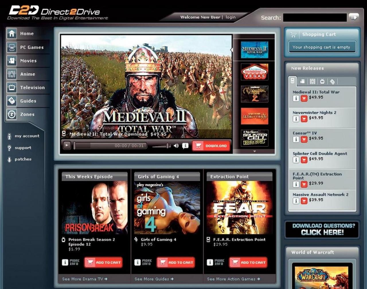 [19/12/2006] Aktuelle Top-Titel im Angebot: Direct2Drive ist das krasse Gegenteil von Gamesload. 