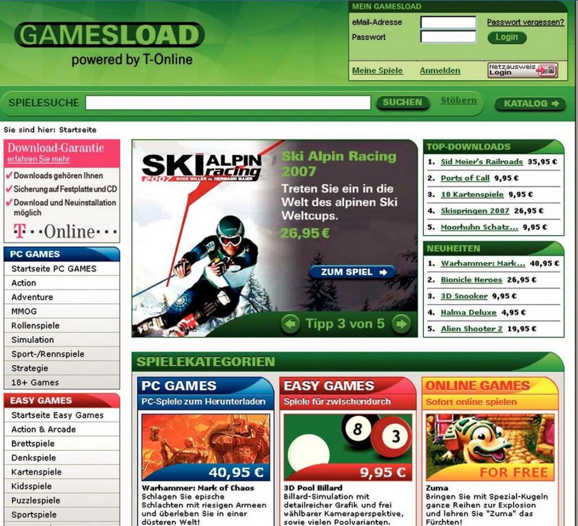 [19/12/2006] Powered by T-Online: Die bunte Spielemischung von Gamesload.de. 