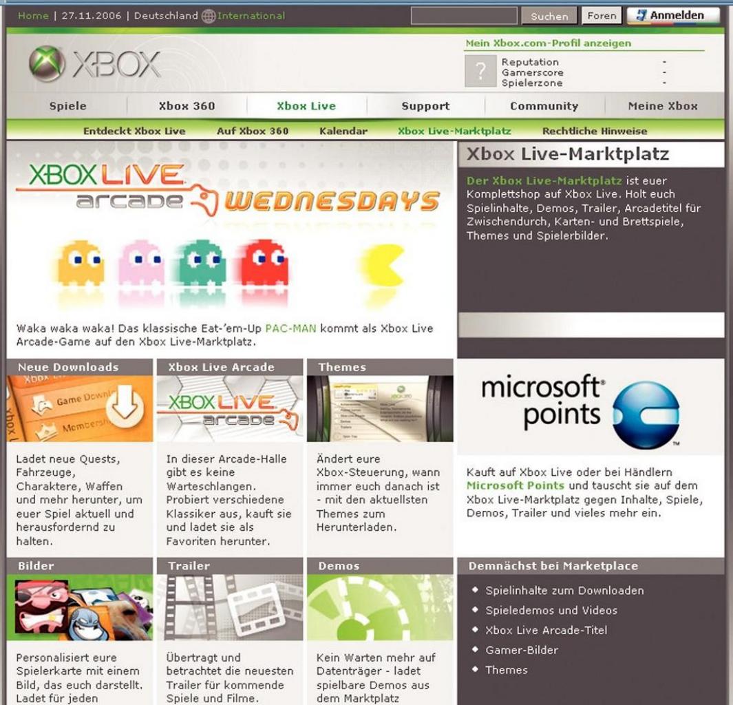 [19/12/2006] Ein Vorbild aus der Konsolenwelt? Jeder Download läuft bei der Xbox über den Marketplace. 