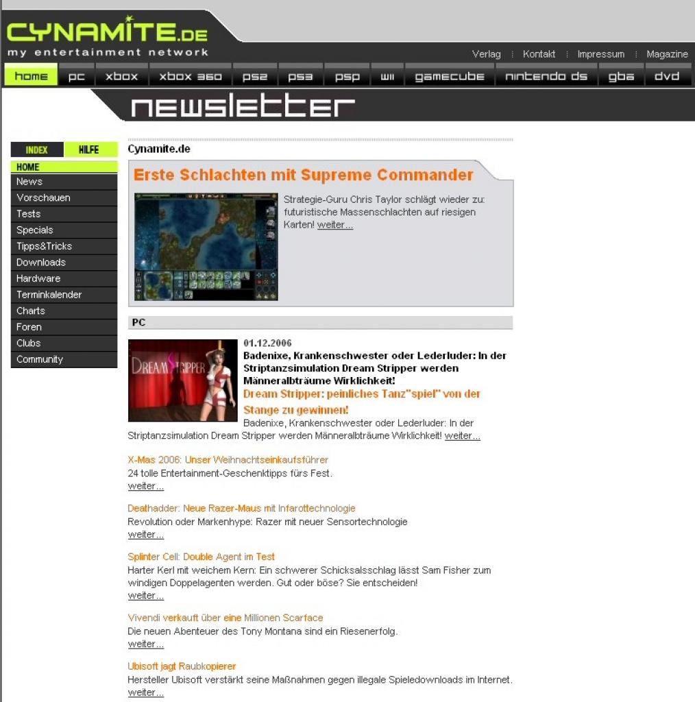 [07/12/2006] Unser Newsletter