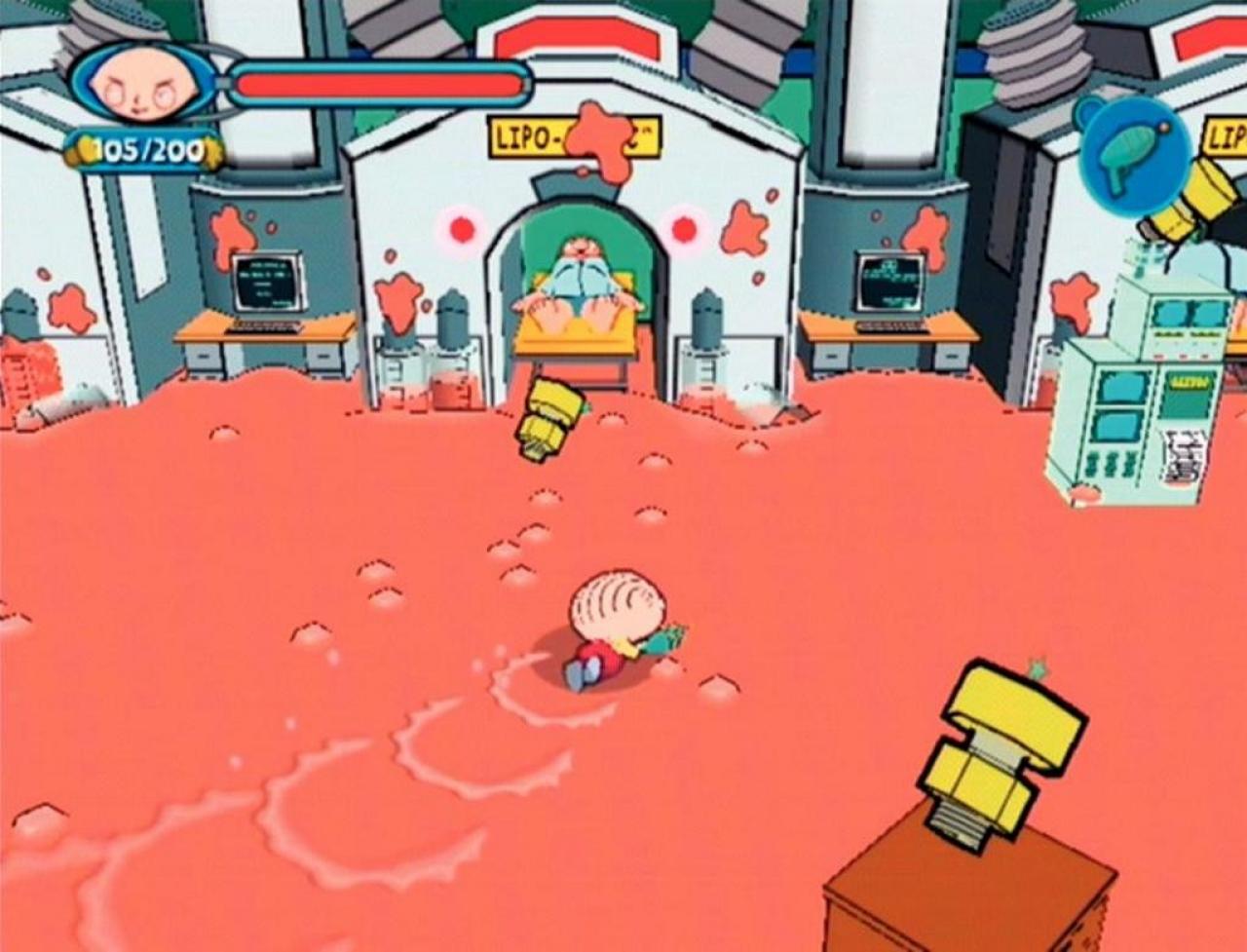[19/01/2007] Leckere Rutschpartie: Stewie schlittert auf abgesaugtem Fett durchs Krankenhaus. 