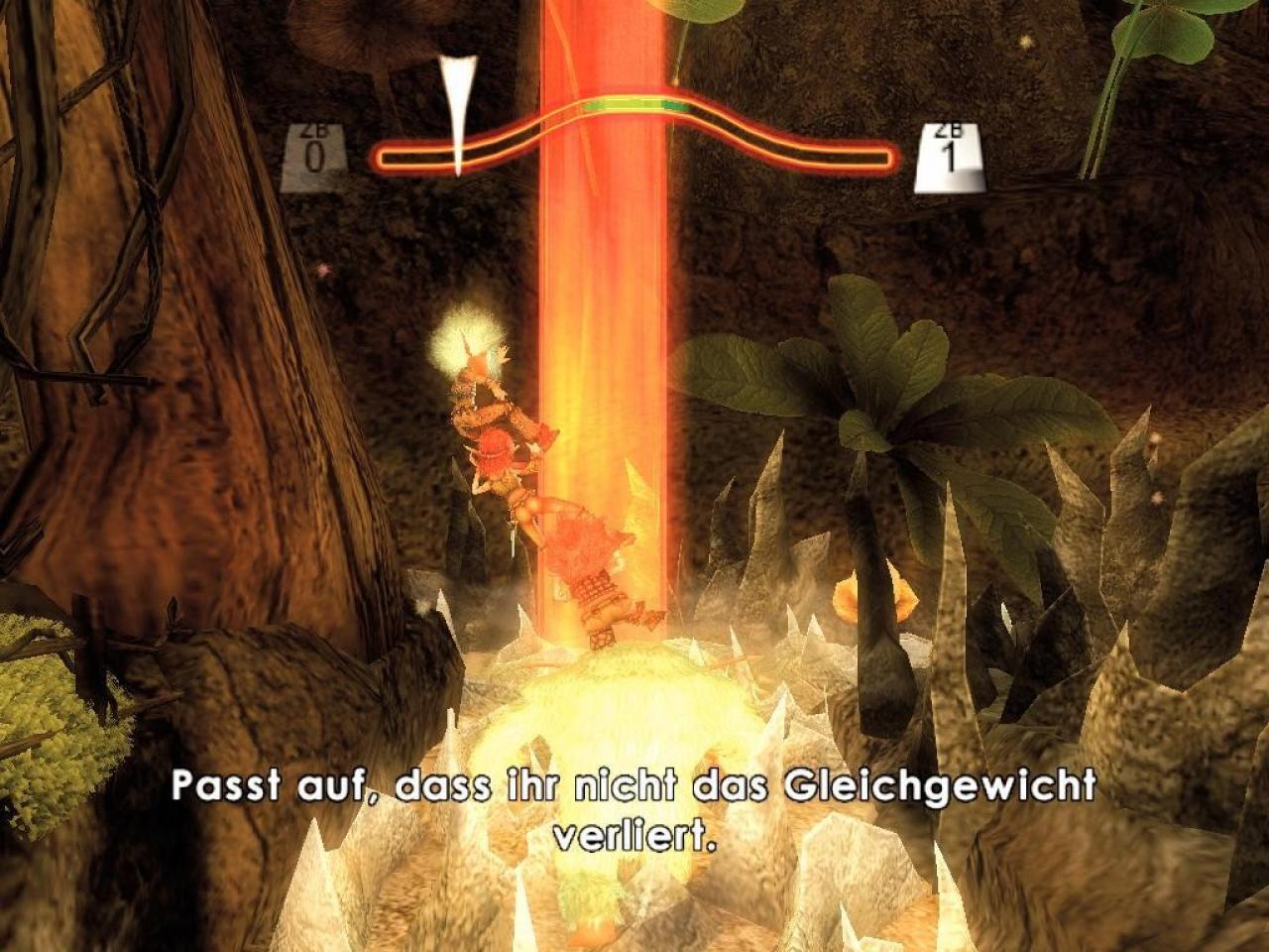 [29/01/2007] Lustiges Geschicklichkeitsspiel: Um über die Steine zu kommen, müssen wir auf einem Mogoth balancieren und Gegenständen ausweichen. 