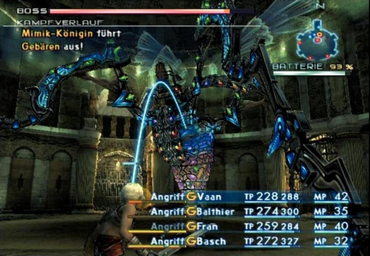 [01/03/2007] Auch monströse Bossgegner, wie diese riesige Mimik-Königin, müssen Sie besiegen. Dabei sind die Gambits sehr hilfreich. (PS2) 