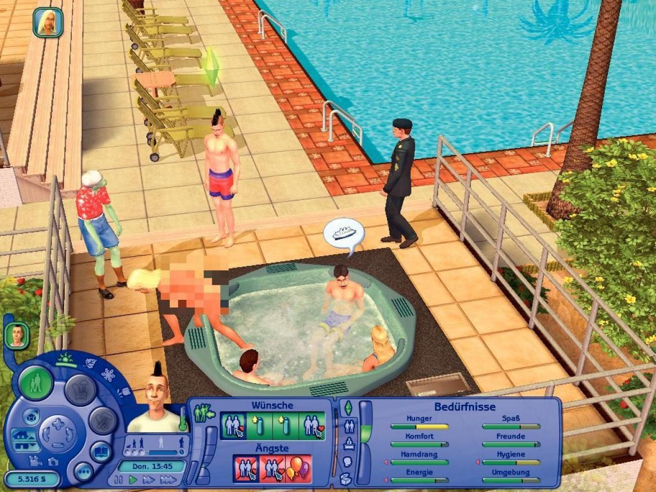 [01/03/2007] Die größte verpixelte Fläche im Simsland: Im Sommer wagen einige Sims auch nackt den Sprung ins kühle Nass. 