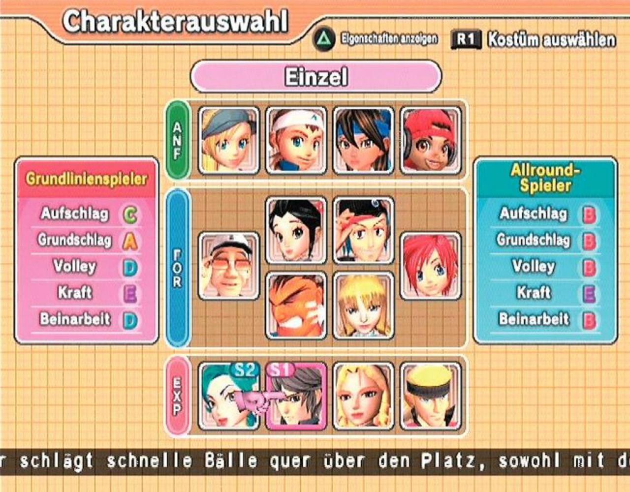 [26/04/2007] Einfache Wahl: Bei den Charakteren achten Sie besonders auf gute Beinarbeit. Pure Kraft bringt in der Regel nichts. 