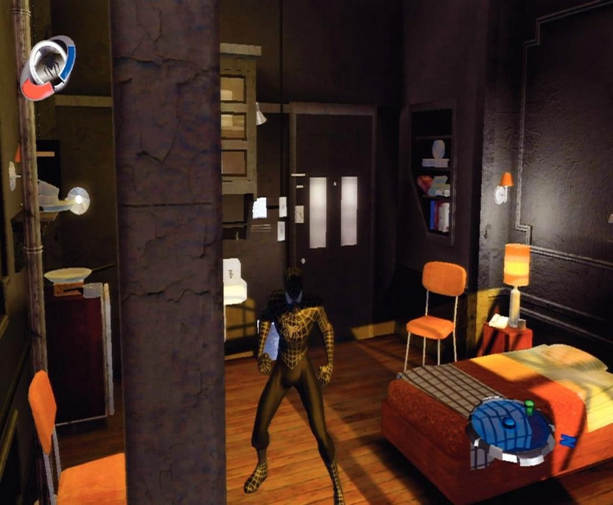 [29/05/2007] Home sweet Home: In Peter Parkers Apartment erlebt man die Verwandlung des braven Superhelden in den düsteren Rächer. Der schwarze Anzug verleiht Spider-Man zusätzliche Kräfte. 