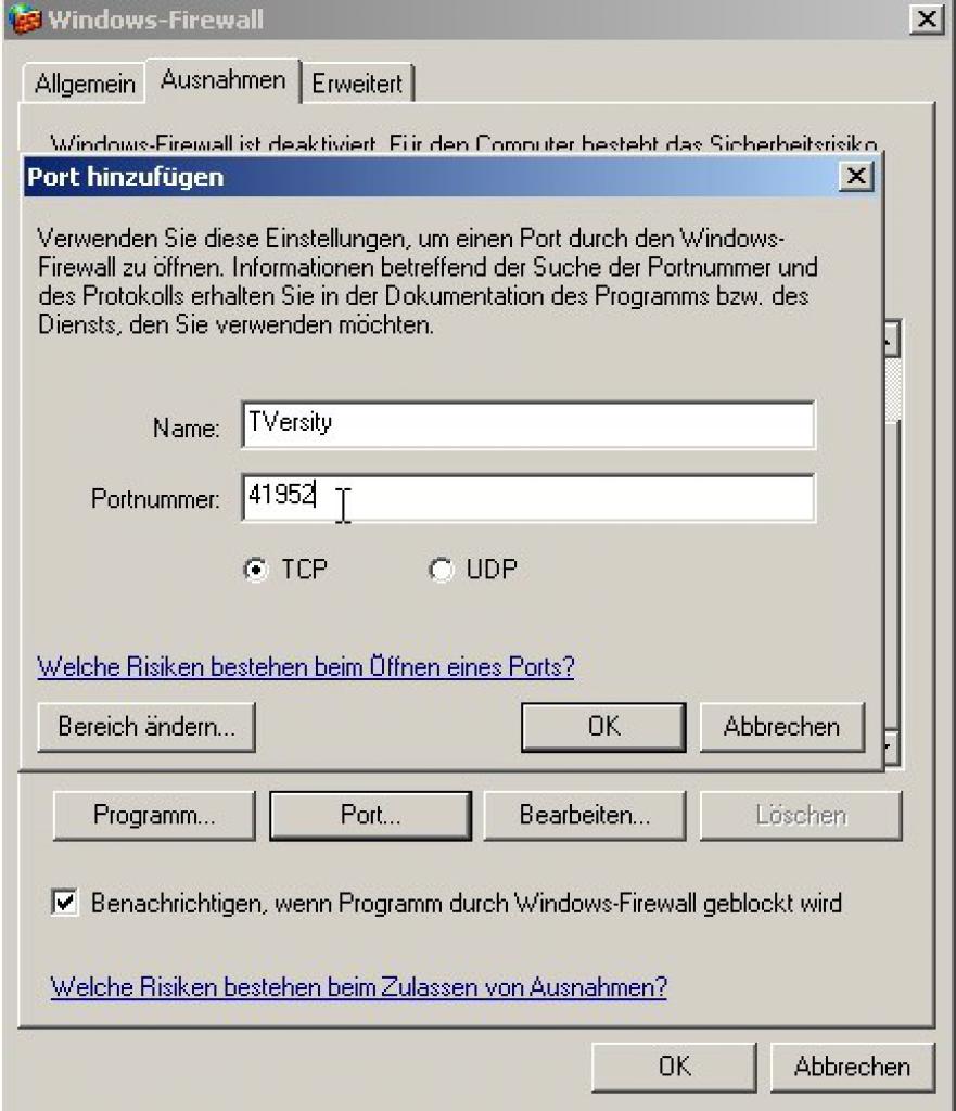 [30/05/2007] Öffnen Sie den Port in der Windows Firewall