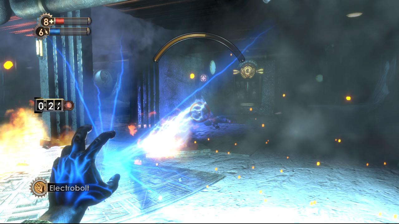 [22/08/2007] In Bioshock hat sich eine Taktik ganz besonders bewährt: Zuerst wird der Widersacher mit einem Electrobolt bewegungsunfähig gemacht, während er anschließend über den Haufen geschossen wird. Richtig effektiv wird es, wenn sich unsere Gegenüber im Wasser befindet...