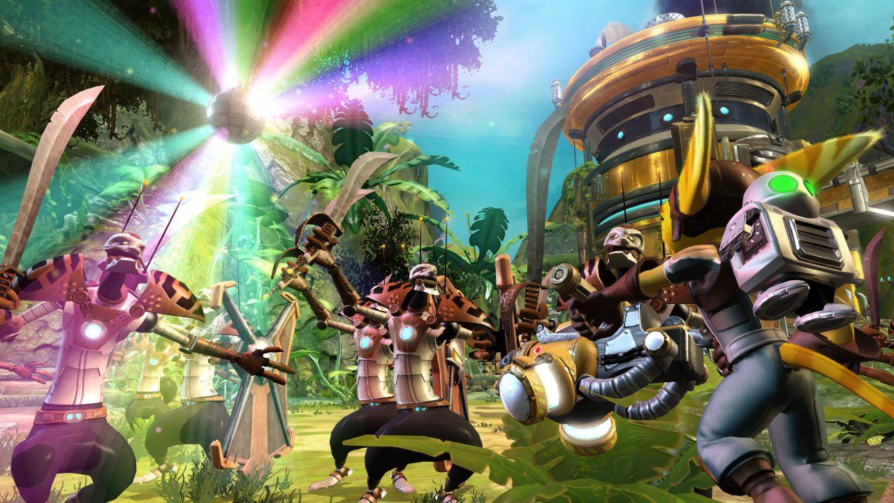 [26/08/2007] Das Groovitron-Gadget aus Ratchet und Clank hatte besondere Fähigkeiten. Nach der Aktivierung erschien eine Discokugel, die alle Widersacher unweigerlich zum Tanzen brachte. 
