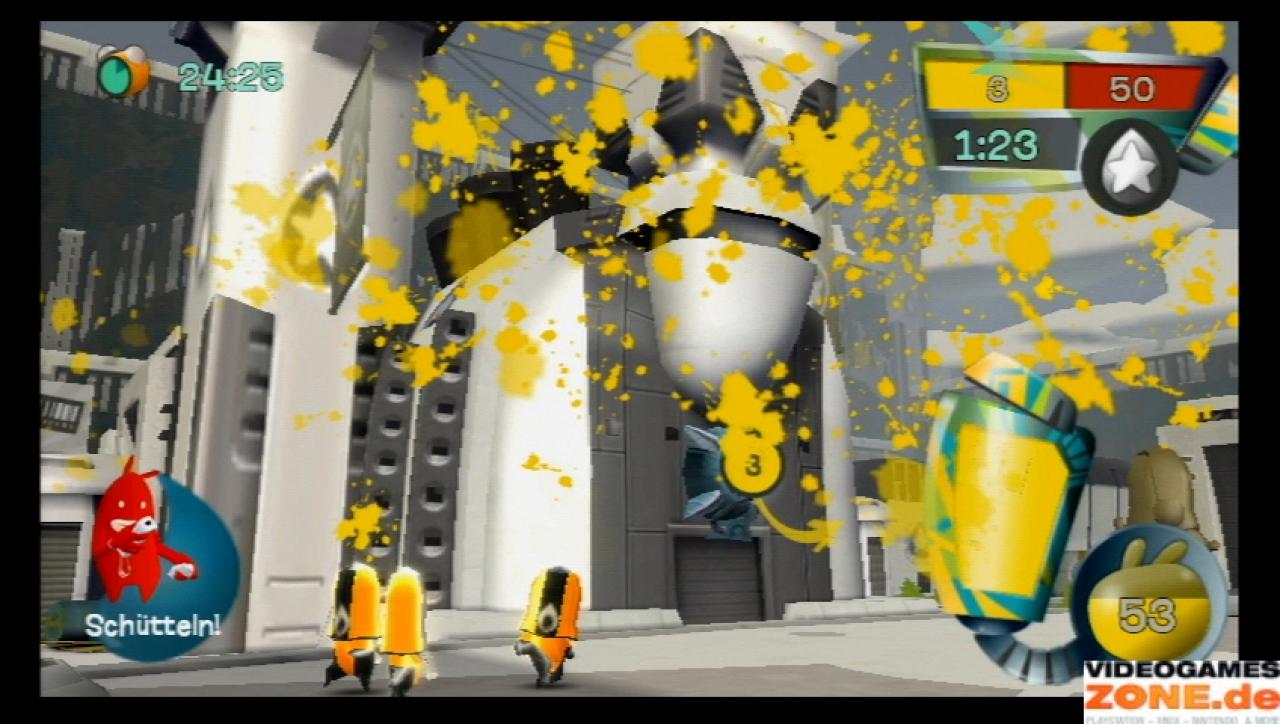 [22/09/2008] In de Blob müsst ihr in Form von Klecksen aus dem Farb-Untergrund die Stadt Mono Chroma vor der farblosen INKT-Corporation befreien. Dass in diesem Spiel das Hauptaugenmerk auf das Sehen und nicht auf das Hören gelegt wurde, merkt man spätestens dann, wenn man die Stimmen der Figuren hört. Ohne Untertitel wäre man in einem Kuddelmuddel von unausprechlichen Tönen verloren.