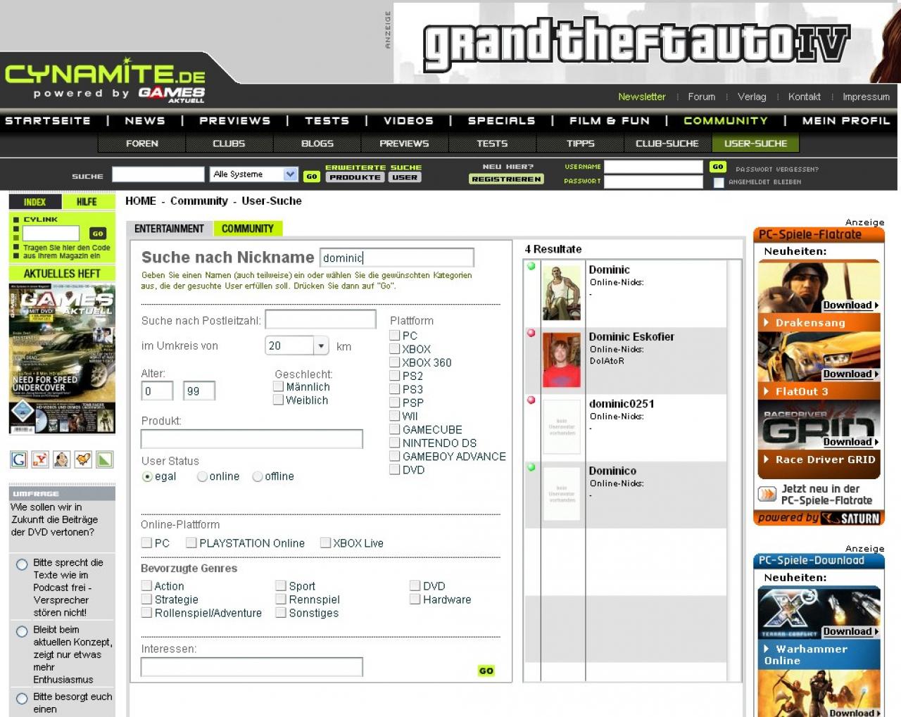 [04/12/2008] User-Suche