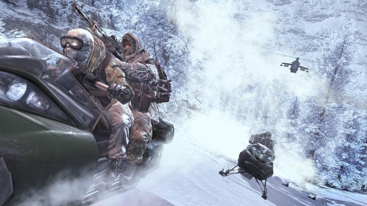 [19/06/2009] Cliffhanger in Call of Duty: Modern Warfare 2. Man darf über die Actiuvision-Reihe sagen, was man möchte. Doch Cliffhanger war beeindruckend. Bergsteigen, Schleichen im Schneesturm, Schneemobil-Verfolgungsjagden. Adrenalin pur.