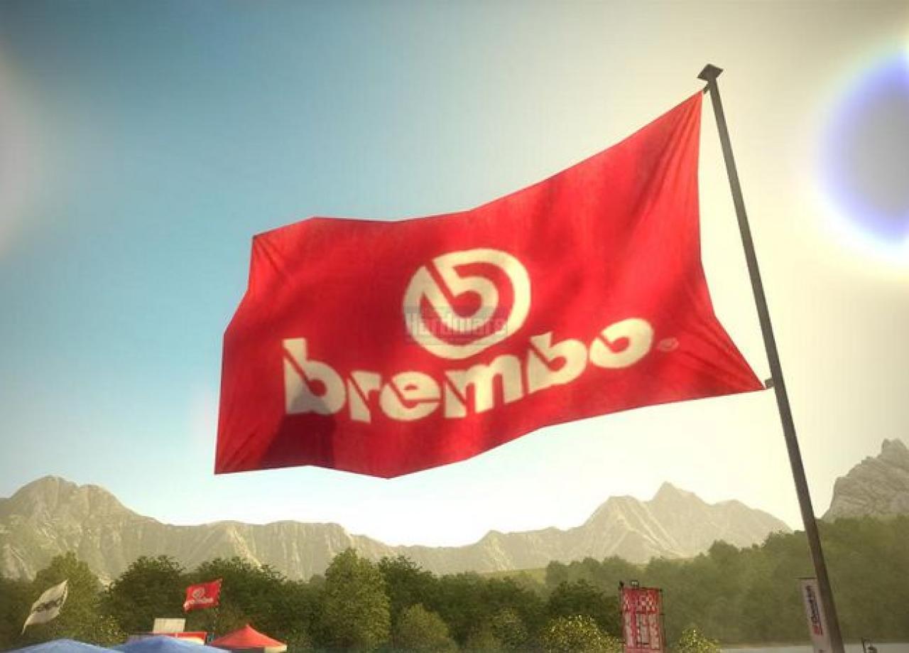 [28/09/2009] Eine Flagge aus DiRT 2: Der Stoff wirkt ohne Tessellation flach.