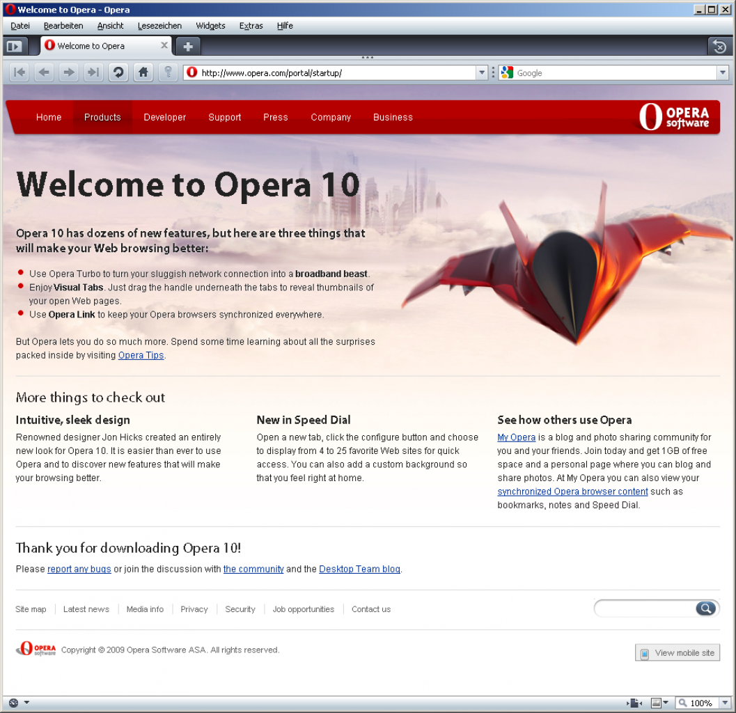 [01/09/2009] Opera Internetbrowser