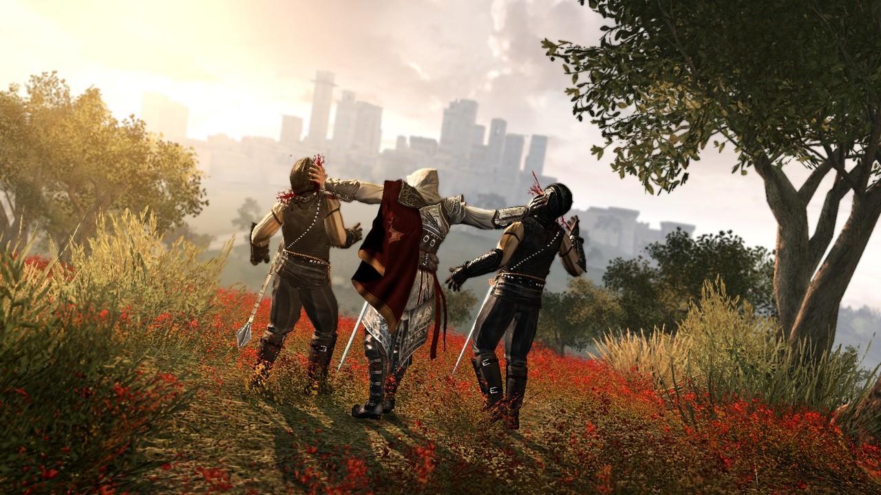 [23/10/2009] Die Wachen aus Assasin's Creed sind wahre Gentlemen: Wenn sie sich nicht zufällig im richtigen Abstand für einen Double-Kill aufstellen, dann gruppieren sie sich meist fein säuberlich um den Spieler herum. Ohne gleichzeitig anzugreifen natürlich.