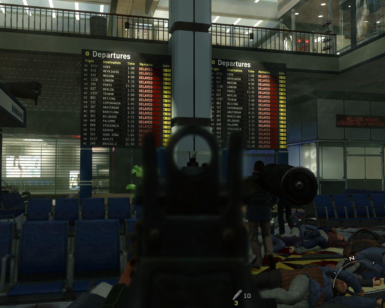 [18/11/2009] Obwohl Call of Duty: Modern Warfare 2 laut Activision in Deutschland komplett ungeschnitten erschien, unterschied sich die Flughafen-Mission stark von der internationalen Version.