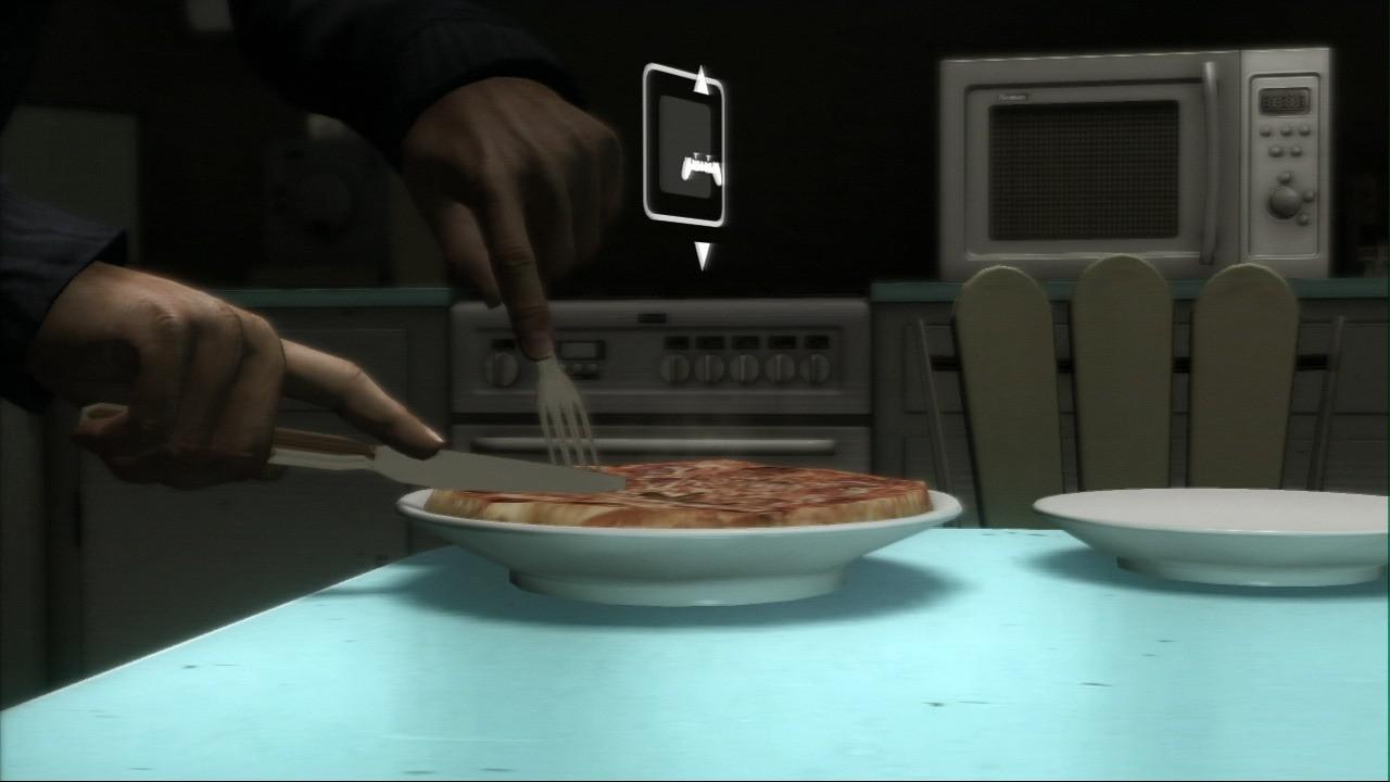 [15/12/2009] Auch in Heavy Rain werden wir mit einer schmackhaften Pizza konfrontiert. Bevor unser Sohn Shaun Mars verschwindet, möchte er natürlich eine letzte Henkersmahlzeit zu sich nehmen. Was würde ein ausgehungerter Junge denn bitte für einen Eindruck beim Origami-Killer hinterlassen?