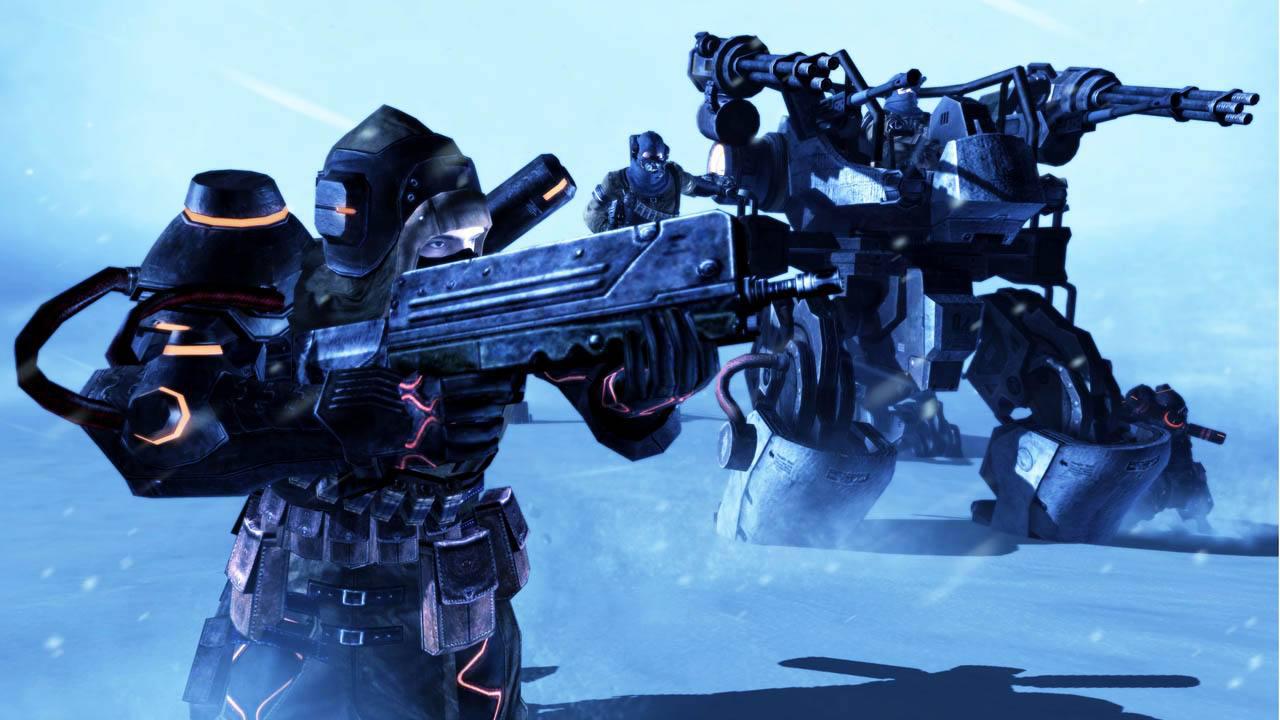 [06/05/2010] Lost Planet: Im Gegensatz zu Teil 2 bleibt ihr die ganze Zeit im Eis. Hier nehmt ihr es dick eingepackt mit frostigen Gegnerscharen auf.