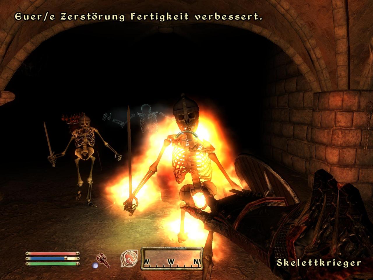 [30/09/2010] Damals ließen uns die Effekte die Kinnlade herunterklappen, heute sehen wir die schwachen Feuereffekte in Oblivion deutlich kritischer. (Effekte)
