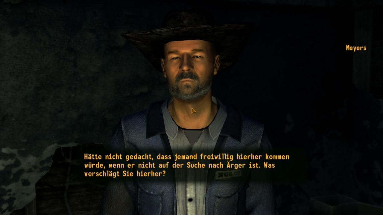 [21/10/2010] Im Besucherzentrum der RNK-Justizvollzugsanstalt stoßen wir auf den ehemaligen Sheriff Meyers, dem wir den Job als Gesetzeshüter in Primm anbieten können. Allerdings benötigt Meyers zuerst eine Begnadigung der RNK, bevor er seine Arbeit aufnimmt.