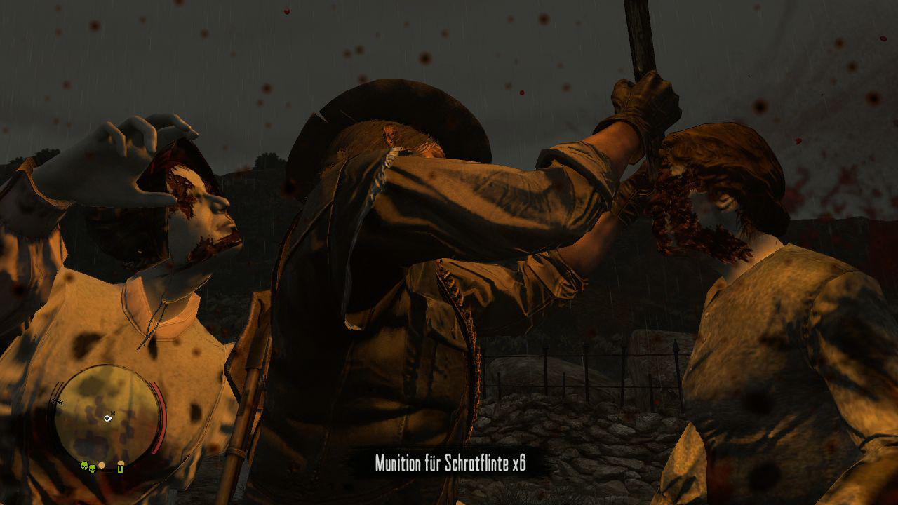 [29/10/2010] Im Nahkampf rammt ihr den Zombies eure Fackel in den Schädel. Leider ist das die einzige Nahkampf-Animation.