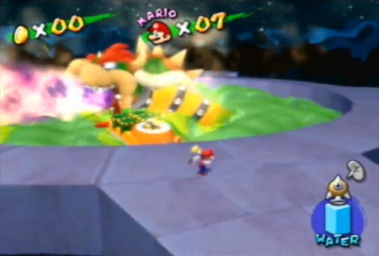 [20/10/2010] Bowser im Jacuzzi: Wir haben ja schon gegen die unterschiedlichsten Formen von Bowser gekämpft, aber in einem Whirlpool? Bizarr: Ihr gewinnt den Kampf in Super Mario Sunshine, indem ihr den Whirlpool zerstört. Gehen Nintendo etwa die Ideen aus?