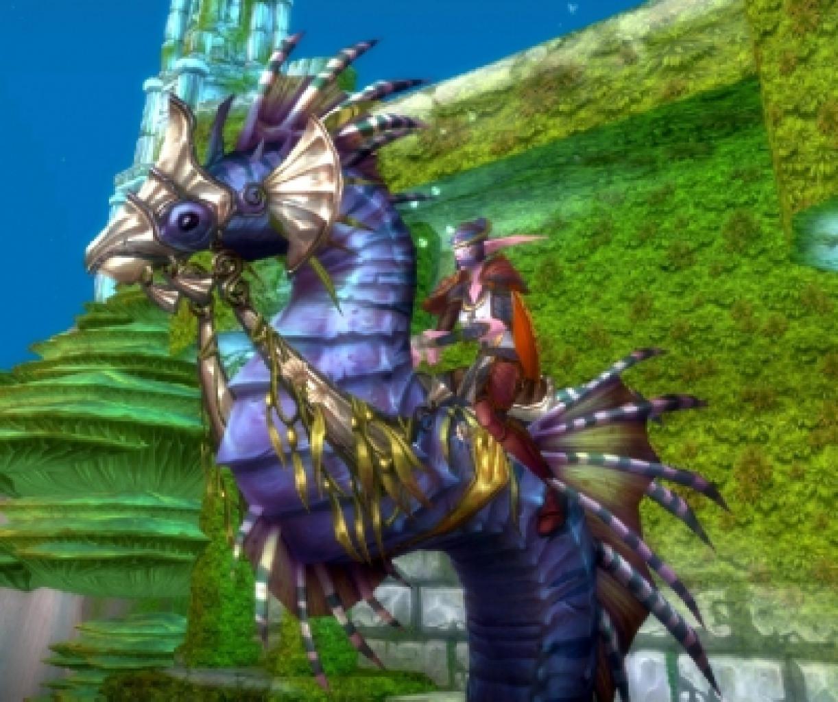 [11/10/2010] World of Warcraft bietet uns mit Vashj'ir gleich ein ganzes Gebiet, in dem wir eine faszinierende Unterwasserwelt erkunden. Zu Beginn der einführenden Questreihe bekommen wir ein flottes Seepferdchen als Reittier verliehen, das uns treu durch das nasse Kühl begleitet.