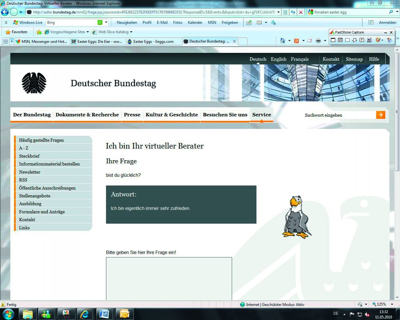 [08/10/2010] Der deutsche Bundestag - hier trifft man auf redselige Vögel