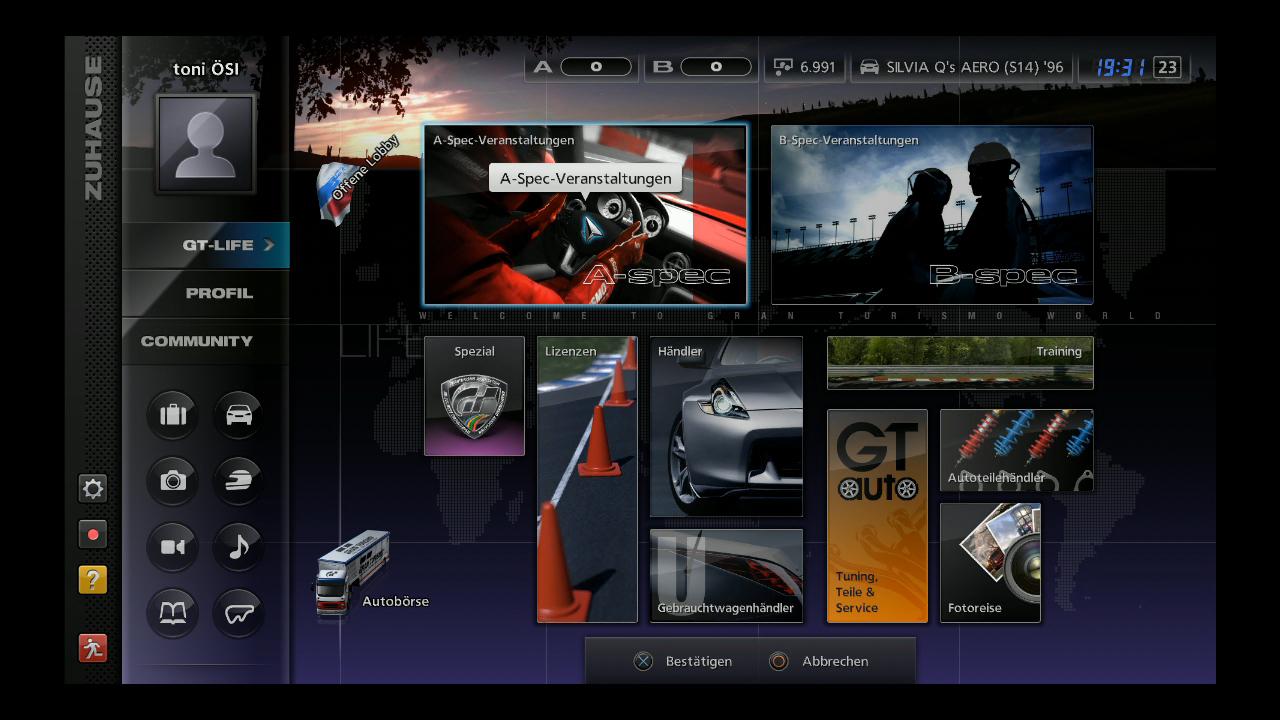 [24/11/2010] A Spec-Bildschirm in Gran Turismo 5. 