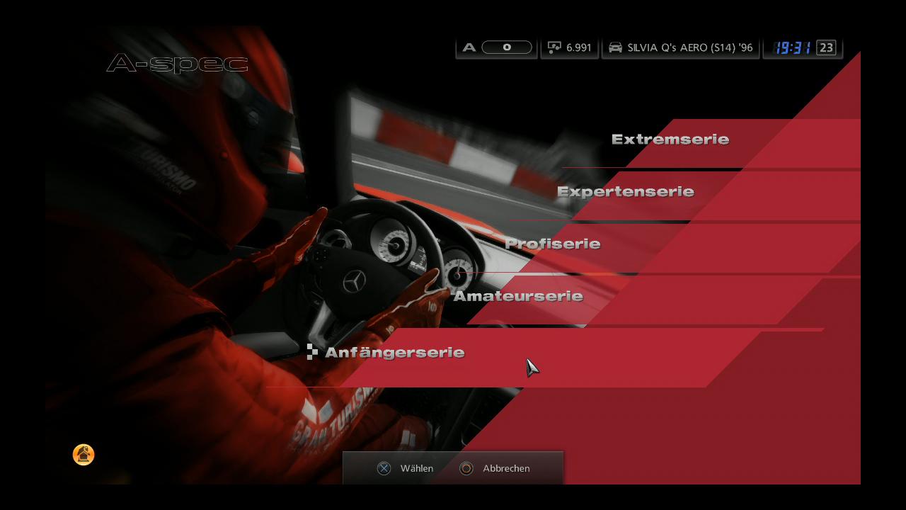 [24/11/2010] A Spec Menü-Bildschirm in Gran Turismo 5. 