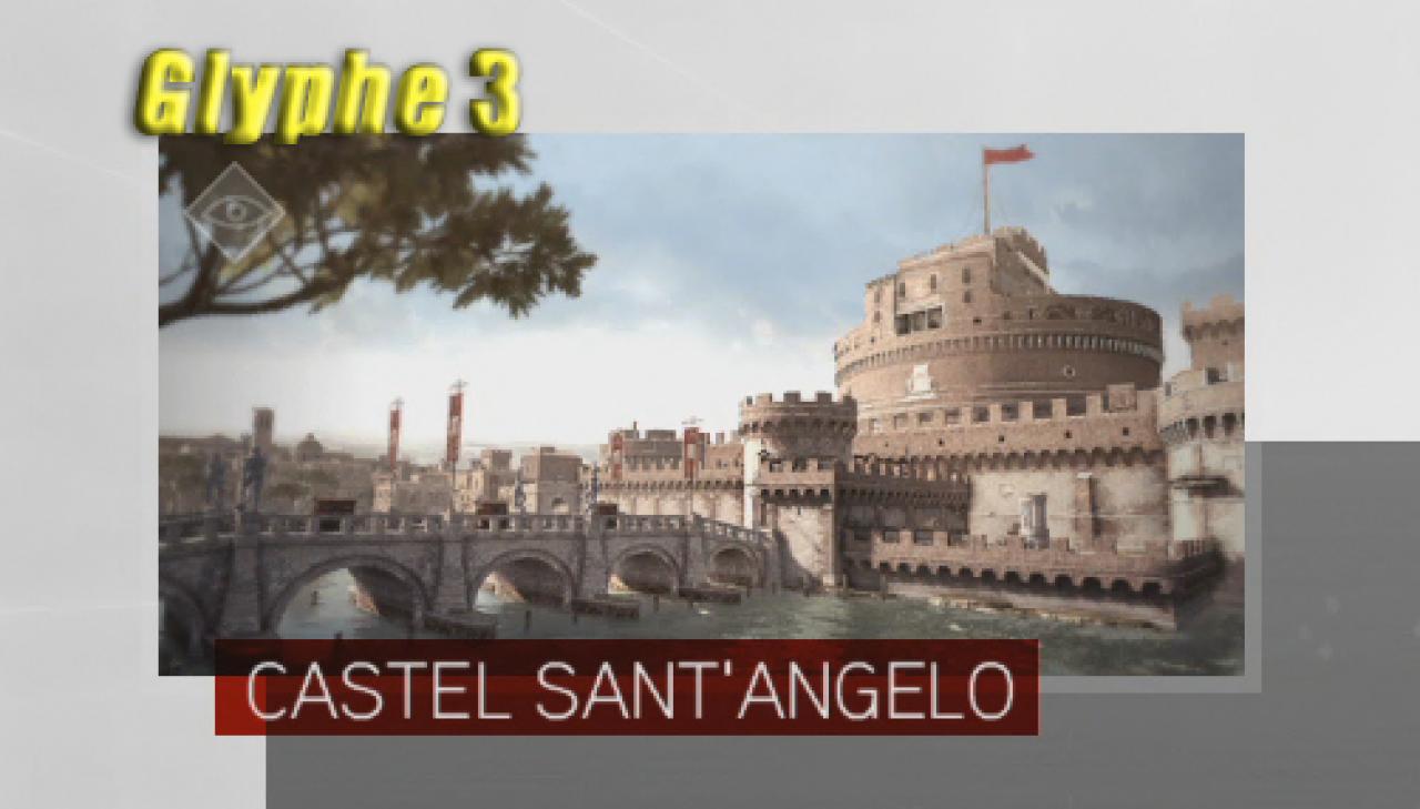 [16/11/2010] Assassin's Creed: Brotherhood Komplettlösung: Glyphen-Rätsel Nr. 3: Glyphe Nr. 3 ist an der abgebildeten Mauer des Papst-Schlosses. Schleicht euch über die Brücke an den Wachen vorbei und klettert die Burgmauer hoch. Von hier aus springt an den Vorsprung neben dem Rundfenster und ihr seid da. (1)