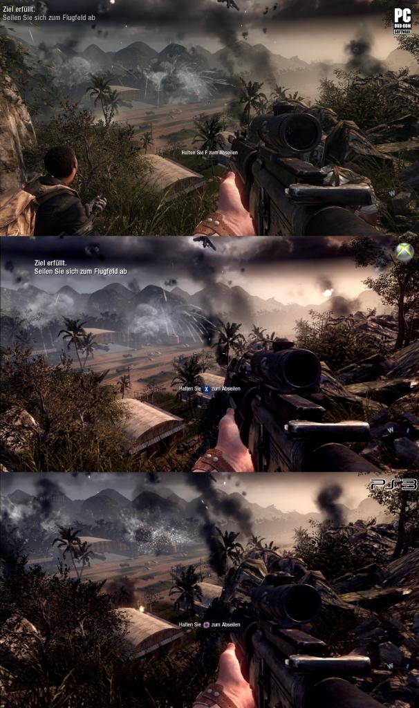 [09/11/2010] Call of Duty: Black Ops im Grafikvergleich zwischen PS3 (unten), Xbox 360 (Mitte) und PC (oben) (5)