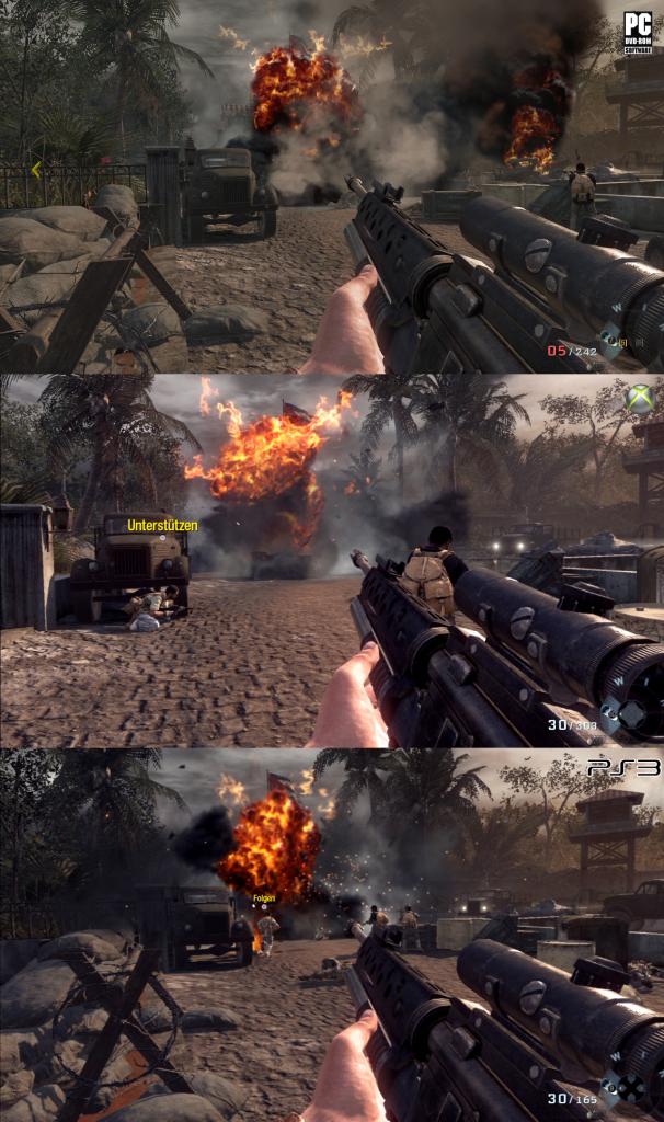 [09/11/2010] Call of Duty: Black Ops im Grafikvergleich zwischen PS3 (unten), Xbox 360 (Mitte) und PC (oben) (6)