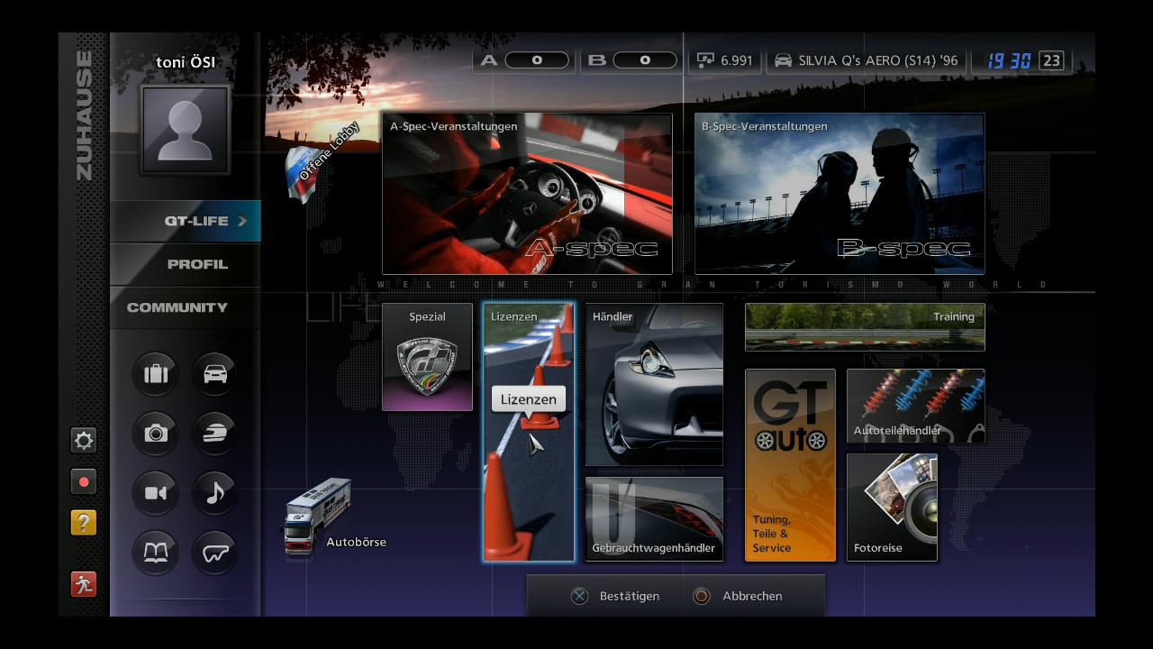[24/11/2010] Lizenzen-Bildschirm in Gran Turismo 5. 
