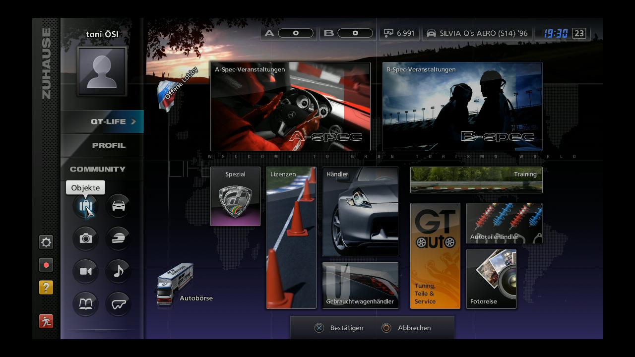 [24/11/2010] Objekte-Bildschirm in Gran Turismo 5. 