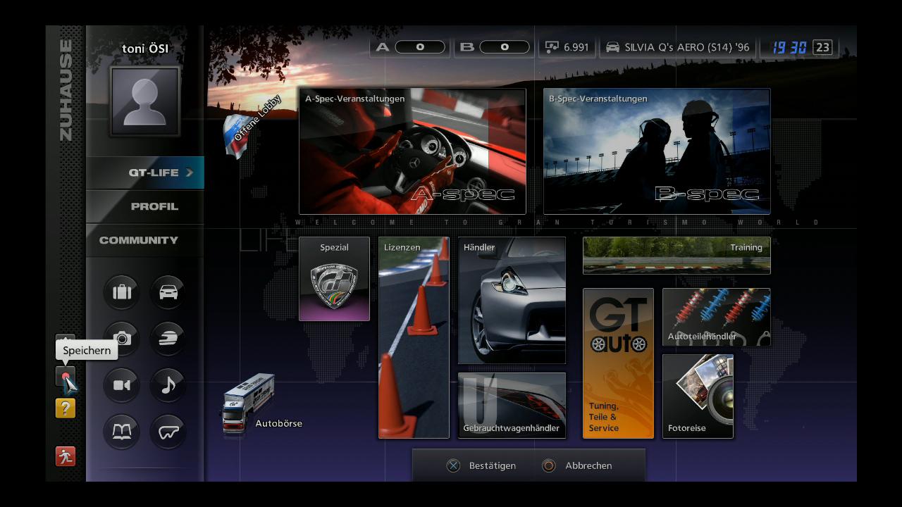 [24/11/2010] Speichern-Bildschirm in Gran Turismo 5. 