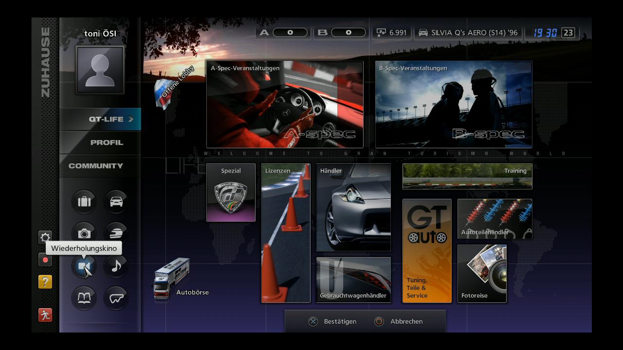 [24/11/2010] Wiederholungskino-Bildschirm in Gran Turismo 5. 