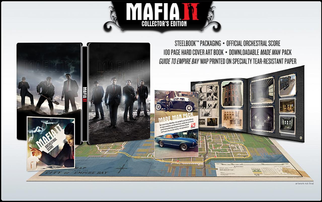 [28/01/2011] Platz 14: Die Collector's Edition von Mafia 2 enthält das Spiel in einer Steelbook-Verpackung, den offiziellen Soundtrack auf CD, ein Hardcover-Artbook, einen DLC sowie eine Karte von Empire Bay - dafür gab's ebenfalls 4 Stimmen (1%).