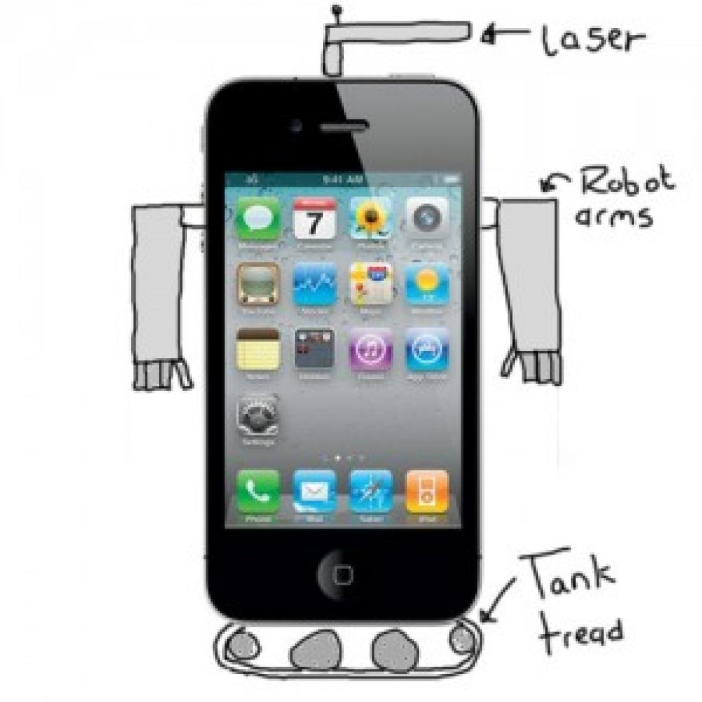[04/01/2011] Mit Humor zu genießen ist dieses iPhone 5-Bild von fonehome.co.uk. Solche Features wird selbst Apple nicht im iPhone 5 verbauen. Vielleicht aber im iPhone 6 :-)