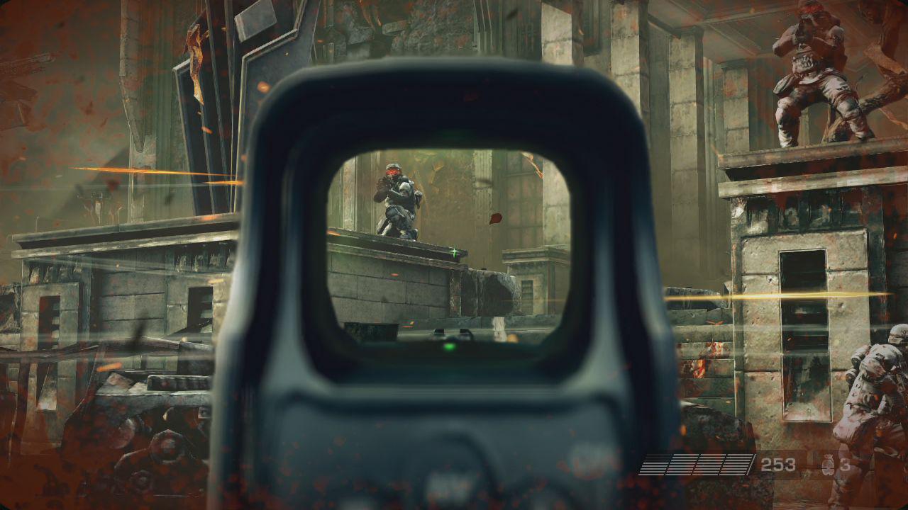 [21/02/2011] Jetzt werdet ihr von einigen Helghast angegriffen, welche über die Treppe kommen. Bekämpft diese nur aus der Deckung heraus. Wenn alle tot sind, setzt ihr euren Weg fort. Ihr werdet jetzt allerdings weiterhin von Helghast angegriffen. Bekämpft diese mit derselben Vorgehensweise. Ihr solltet generell bei allen Gefechten viel aus der Deckung agieren.